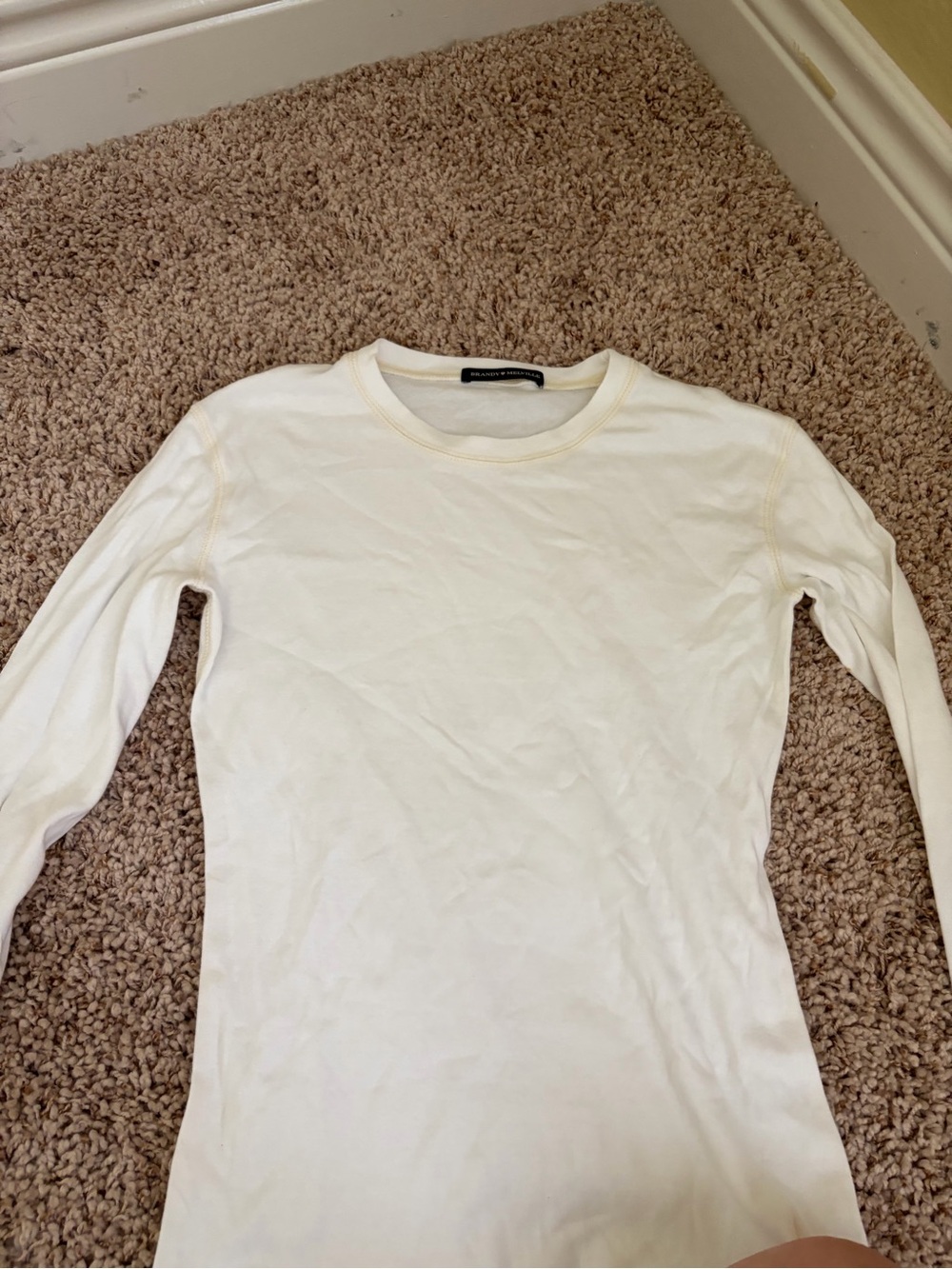Brandy Melville Cream Crewneck Long Sleeve Top